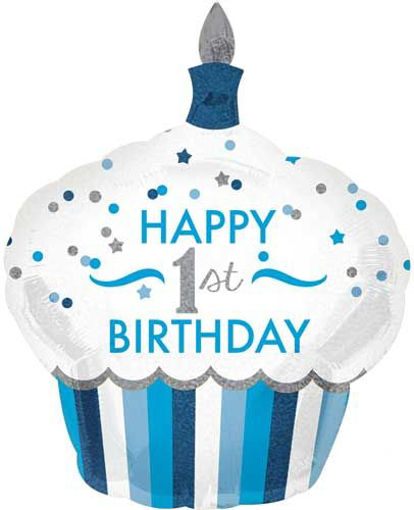 Picture of 1ST BIRTHDAY BOY CUPCAKE SUPERSHAPE FOIL BALLOON